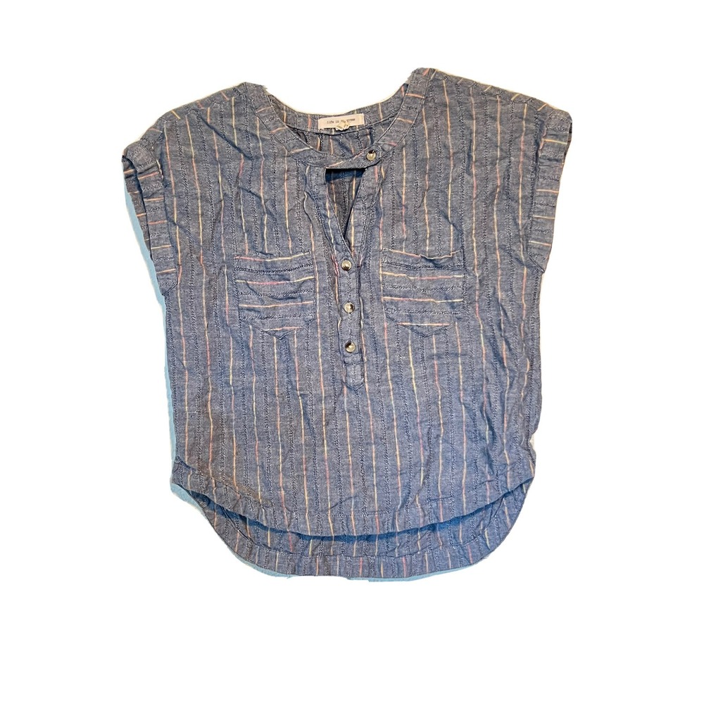 LIFE IN PROGRESS WOMENS TOP BLOUSE SIZE XS HI LOW HEM BP